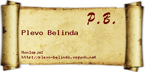 Plevo Belinda névjegykártya